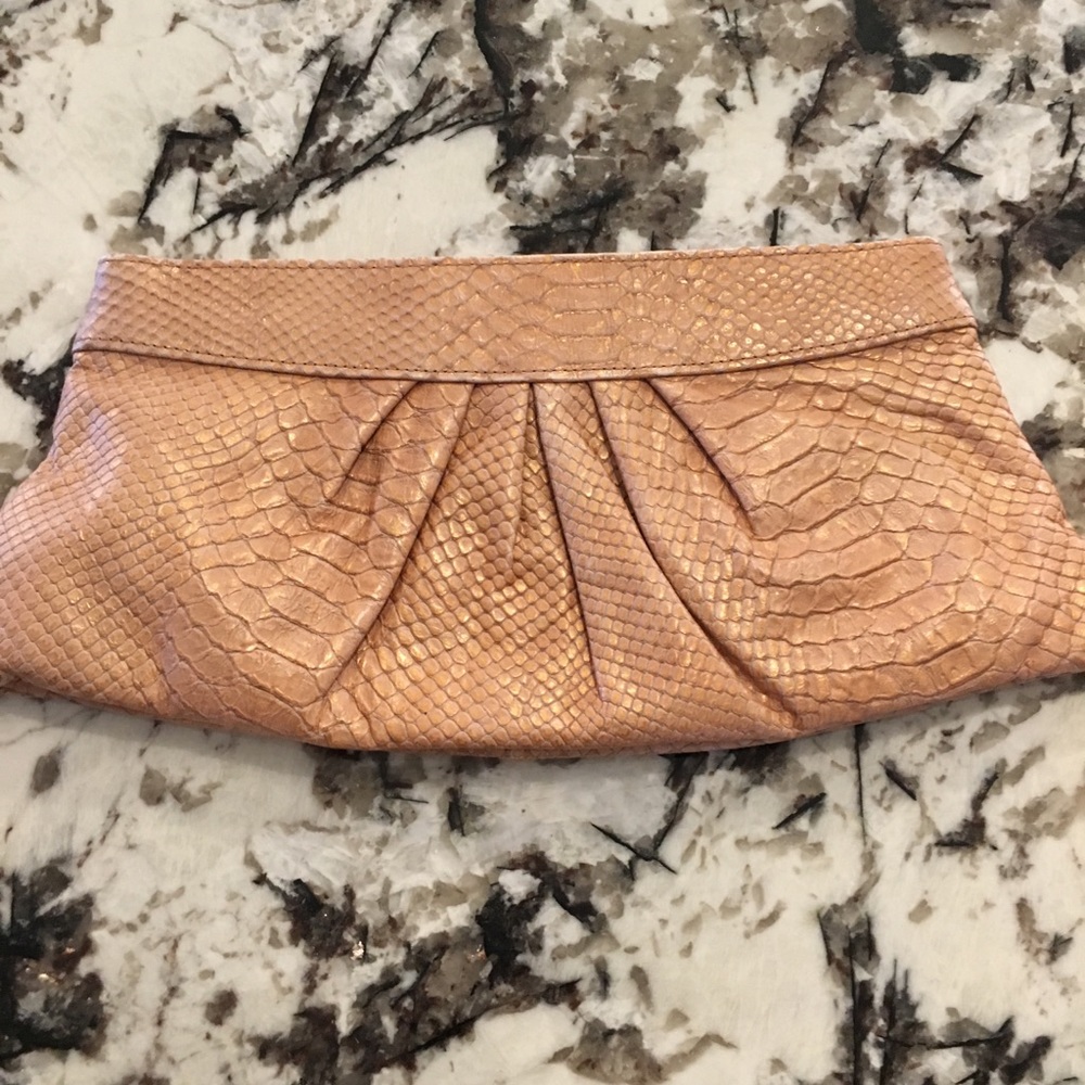Beautiful pink and gold Lauren Merkin clutch